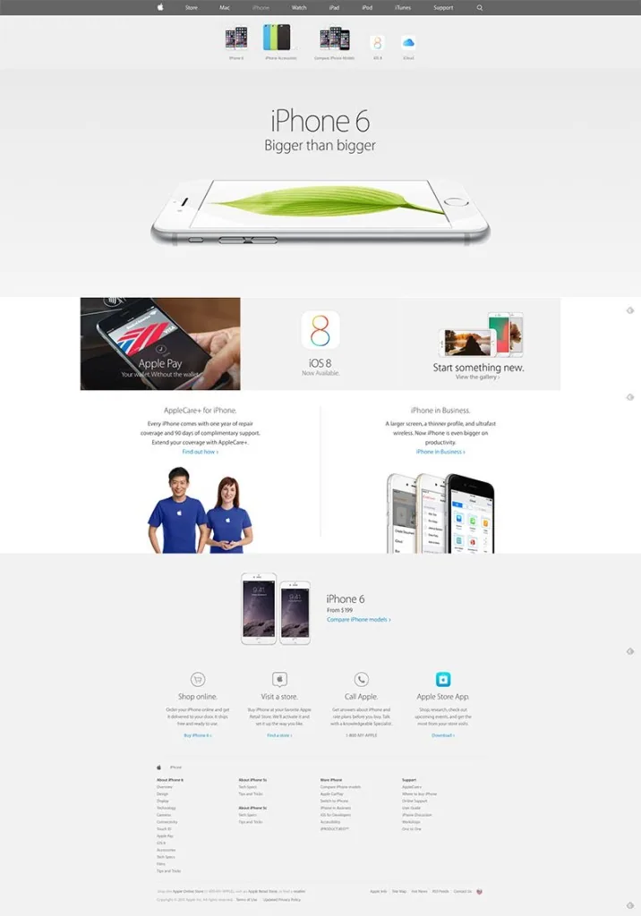 Apple's website with all the content. Looks pretty good, but more importantly, everything serves a function.