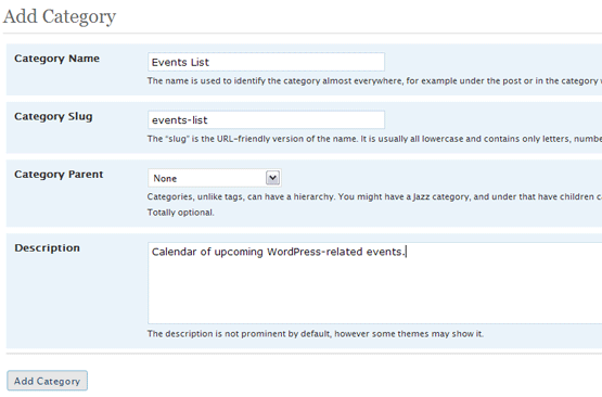Creating a new WordPress category