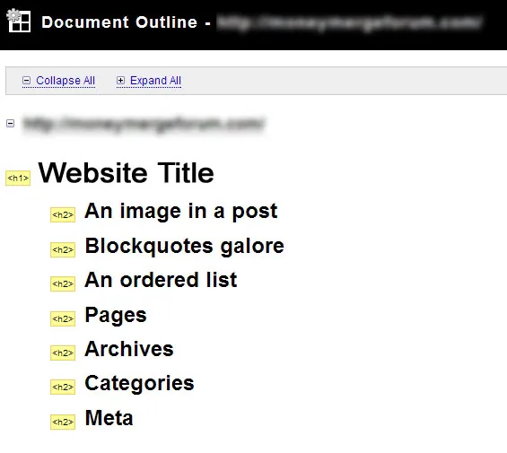 WordPress Homepage Heading Tag Structure