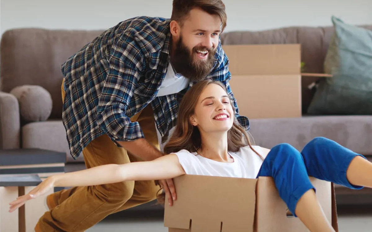A family settling into a new home